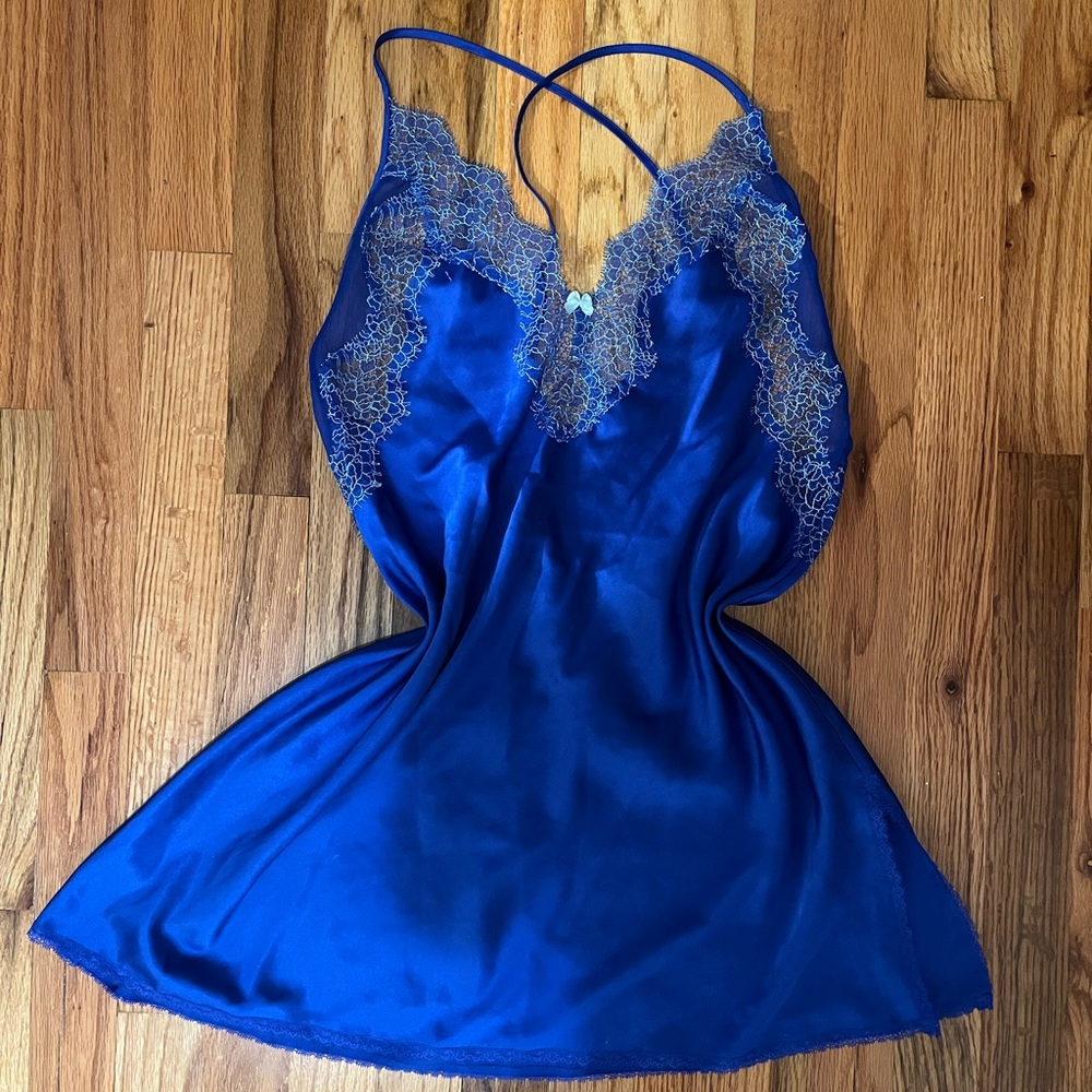 Victoria’s Secret S Vintage Elegant Royal Blue Slip Chemise